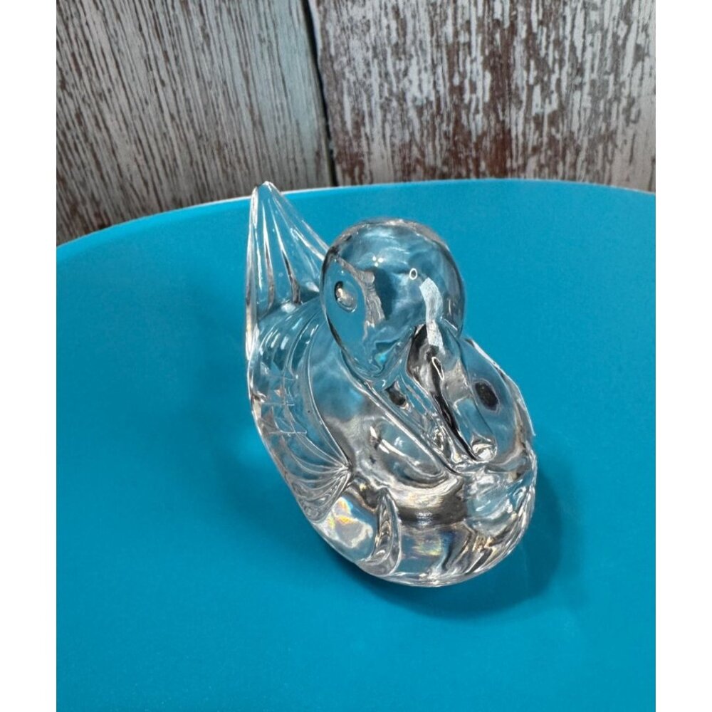 Waterford Crystal Duck Paperweight Cut Crystal Bird Figurine 4" x 2 1/2" No Bo - Picture 3 of 7